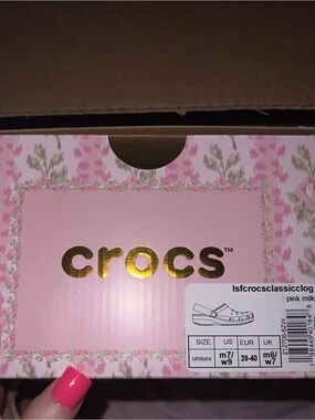 CROCS Pink Milk Floral Box with Gold Logo LSF